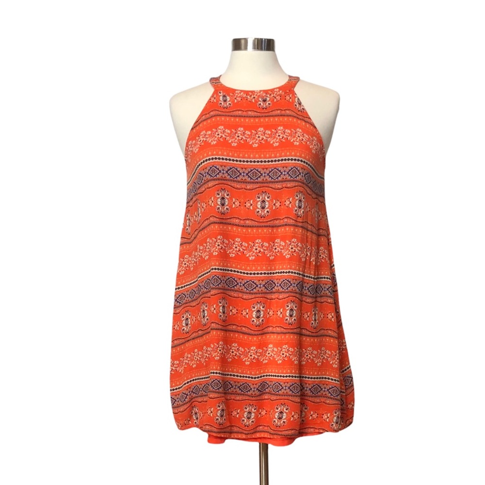 Altar’d State Orange Floral Print Rayon Dress
